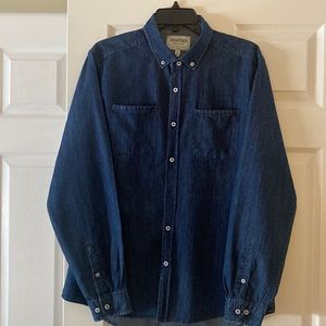 Heritage long sleeve chambray shirt w/subtle red flower pattern Sz large slim